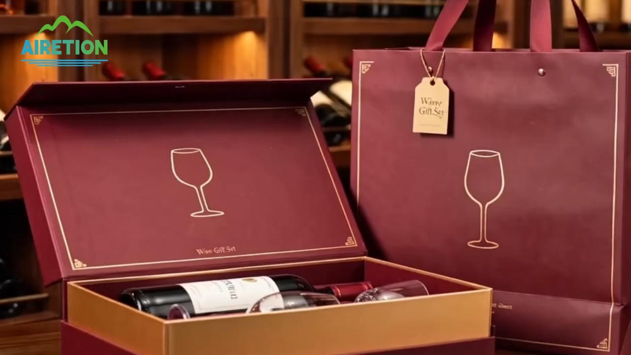Wine gift box with paper bag