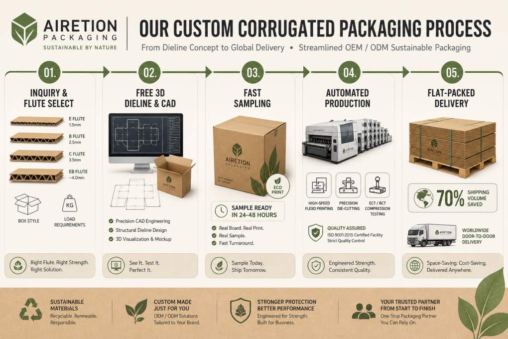 Custom Corrugated Packaging Process | Airetion Corrugated Box Manufacturer Custom Corrugated Packaging Process | Airetion Corrugated Box Manufacturer